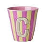 Rice Melamin Becher Buchstabe C / Streifen / Pink 250ml