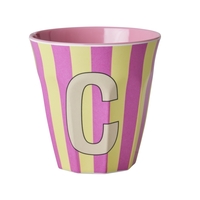 Rice Melamin Becher Buchstabe C / Streifen / Pink 250ml