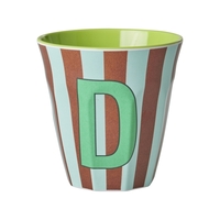 Rice Melamin Becher Buchstabe D / Streifen / Blau 250ml
