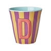 Rice Melamin Becher Buchstabe D / Streifen / Pink 250ml