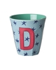 Rice Melamin Becher Buchstabe D/Stars/Graublau 250ml