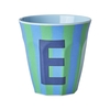 Rice Melamin Becher Buchstabe E / Streifen / Blau 250ml