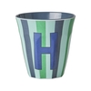 Rice Melamin Becher Buchstabe H / Streifen / Blau 250ml
