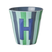 Rice Melamin Becher Buchstabe H / Streifen / Blau 250ml