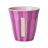 Rice Melamin Becher Buchstabe I / Streifen / Pink 250ml