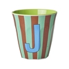 Rice Melamin Becher Buchstabe J / Streifen / Blau 250ml
