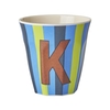 Rice Melamin Becher Buchstabe K / Streifen / Blau 250ml