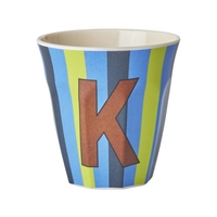 Rice Melamin Becher Buchstabe K / Streifen / Blau 250ml