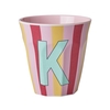 Rice Melamin Becher Buchstabe K / Streifen / Pink 250ml