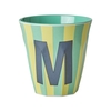 Rice Melamin Becher Buchstabe M / Streifen / Blau 250ml