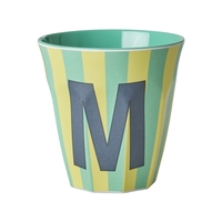 Rice Melamin Becher Buchstabe M / Streifen / Blau 250ml