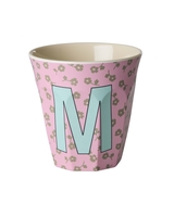 Rice Melamin Becher Buchstabe M/Flowers/Pink 250ml
