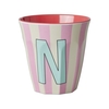 Rice Melamin Becher Buchstabe N / Streifen / Pink 250ml