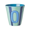 Rice Melamin Becher Buchstabe O / Streifen / Blau 250ml