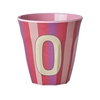 Rice Melamin Becher Buchstabe O / Streifen / Pink 250ml