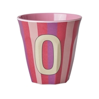 Rice Melamin Becher Buchstabe O / Streifen / Pink 250ml