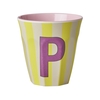 Rice Melamin Becher Buchstabe P / Streifen / Pink 250ml