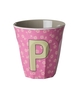 Rice Melamin Becher Buchstabe P/Flowers/pink 250ml