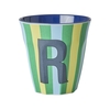 Rice Melamin Becher Buchstabe R / Streifen / Blau 250ml