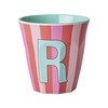 Rice Melamin Becher Buchstabe R / Streifen / Pink 250ml