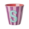 Rice Melamin Becher Buchstabe S / Streifen / Pink 250ml