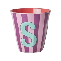 Rice Melamin Becher Buchstabe S / Streifen / Pink 250ml