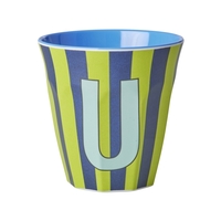 Rice Melamin Becher Buchstabe U / Streifen / Blau 250ml