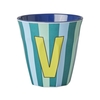 Rice Melamin Becher Buchstabe V / Streifen / Blau 250ml