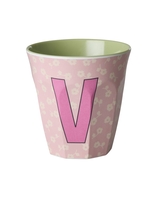 Rice Melamin Becher Buchstabe V/Flowers/Rose 250ml
