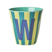 Rice Melamin Becher Buchstabe W / Streifen / Blau 250ml