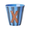 Rice Melamin Becher Buchstabe X / Streifen / Blau 250ml