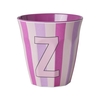 Rice Melamin Becher Buchstabe Z / Streifen / Pink 250ml
