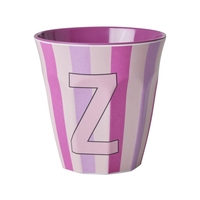 Rice Melamin Becher Buchstabe Z / Streifen / Pink 250ml