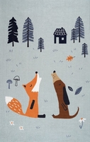 ScandicToys Teppich Fuchs und Hund silbergrau 100x160cm