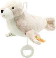 Steiff Spieluhr Robbe Tamme 19cm hellgrau/weiß