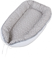 Tobi babybay Kuschelnest Piqué perlgrau Sterne weiß für alle Maxi/Comfort/Boxspring