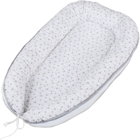 Tobi babybay Kuschelnest Piqué weiß Sterne perlgrau für alle Maxi/Comfort/Boxspring