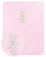 Zöllner Baumwoll-Decke m. Applikation Kuschelhase rosa 75x100cm