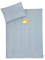 Zöllner Organic Bettwäsche mit Applikation Happy Bird blau 100x135cm