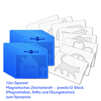 12er Sparset Magnetisches Zeichenbrett – Klassensatz zum Sparpreis (Magnettafeln,  Stifte und Übungskarten)