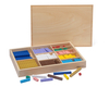 Montessori Rechenstäbchen mit Rillen aus Holz in den Montessori-Farben