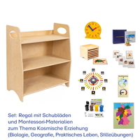 Regal Kosmische Erziehung (Biologie,  Geografie,  Praktisches Leben,  Stilleübungen)