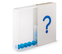 Schüttelbox mit 20 Perlen und Kartonschuber