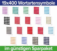 Sparset 19 Wortartensymbole,  19 x 400 Aufkleber