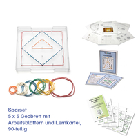 Sparset 5 x 5 Geobrett mit Arbeitsblättern und Lernkartei,  90-teilig