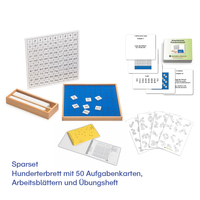 Sparset Hunderterbrett mit 50 Aufgabenkarten,  Arbeitsblättern und Übungsheft