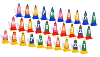 10er Set Pylonen mit Nummernhütchen - Set (1-10)