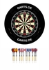 Darts.de Set - Dartscheibe (Dartboard) mit 12 Dartpfeilen und Auffangring