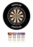 Darts.de Set - Dartscheibe (Dartboard) mit 12 Dartpfeilen und Auffangring