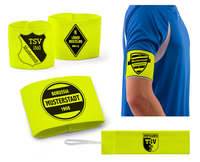 Kapitänsbinde mit Klett (Junior/Senior) Neongelb - mit Wunschaufdruck